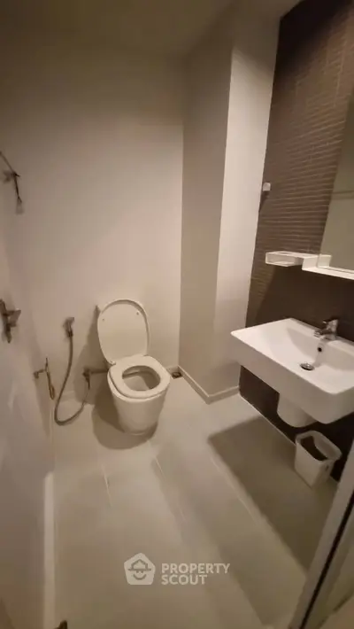 Modern bathroom with sleek fixtures and minimalist design