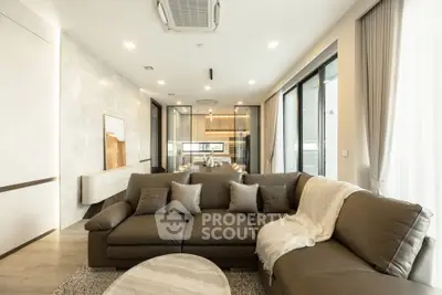 Luxurious modern living room with elegant decor and spacious seating area
