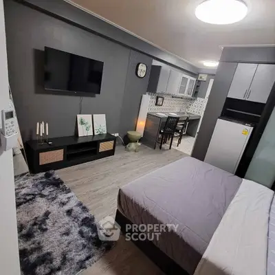 Modern studio apartment with stylish decor and open layout