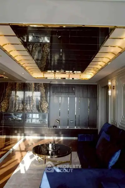 Luxurious modern living room with elegant decor and stylish furniture