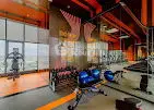 Modern gym with state-of-the-art equipment and panoramic windows