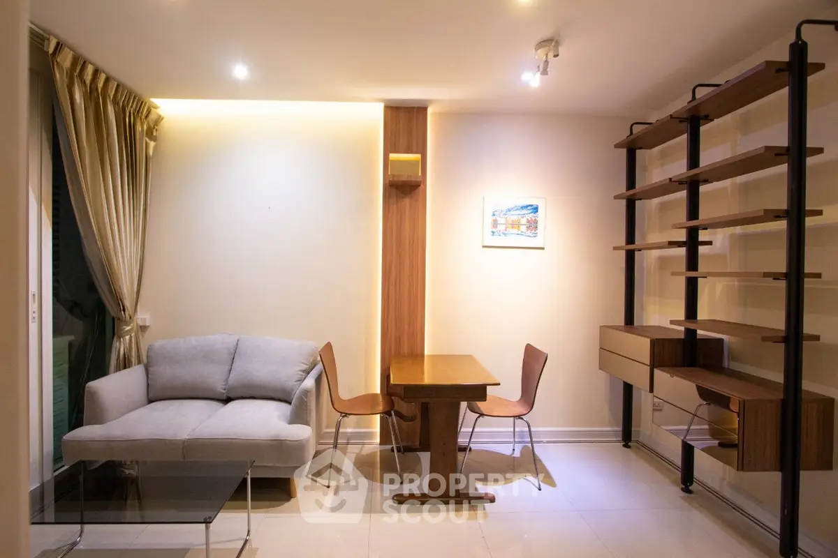 Modern living room with stylish furniture and elegant lighting