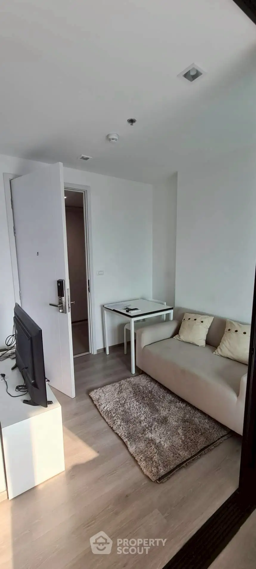 Cozy living room with modern decor and natural light