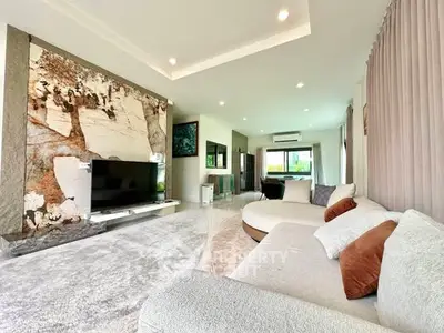 Luxurious modern living room with elegant decor and spacious seating area
