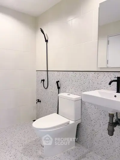 Modern bathroom with sleek fixtures and minimalist design