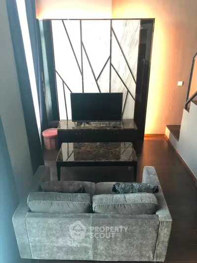 Modern living room with stylish decor and sleek furniture