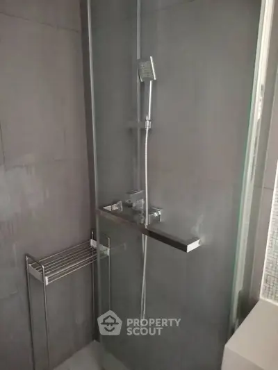 Modern bathroom with sleek shower design and glass enclosure