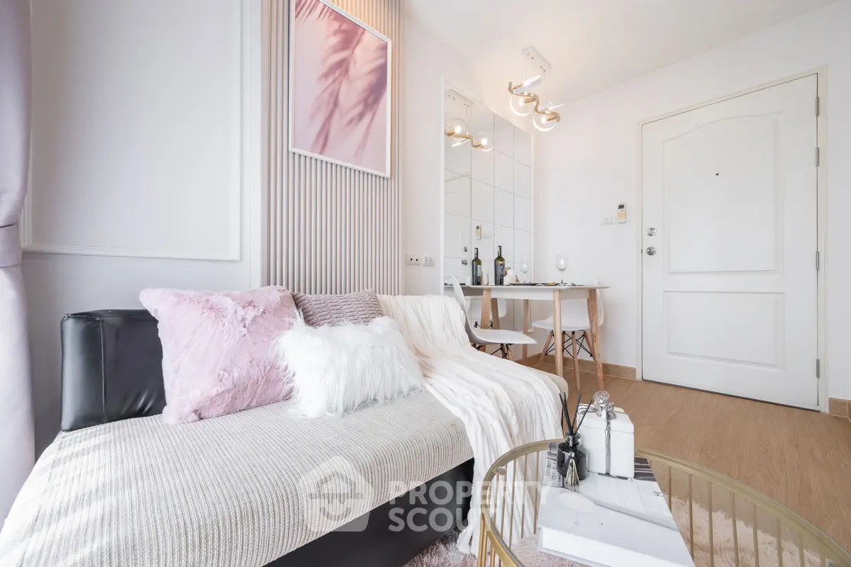 Chic modern living room with stylish decor and cozy seating area