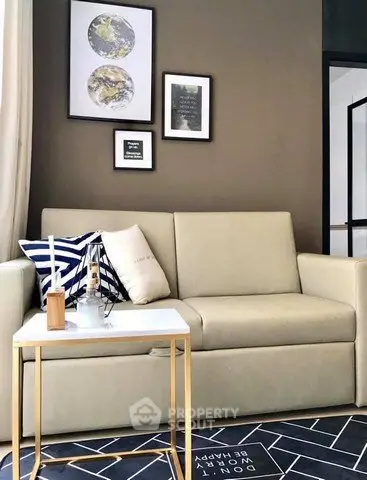 Stylish living room with modern decor and comfortable sofa