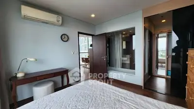 Modern bedroom with air conditioning and stylish decor