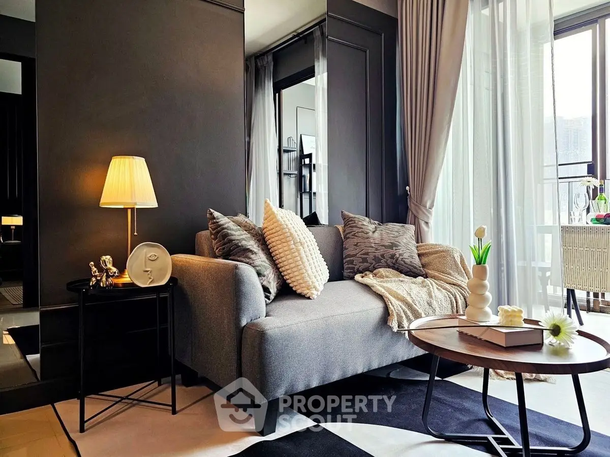 Stylish modern living room with cozy sofa and elegant decor