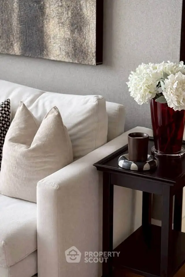 Elegant living room with plush sofa and stylish decor