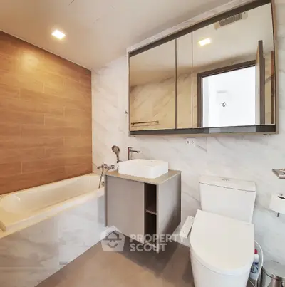 Modern bathroom with elegant fixtures and stylish design