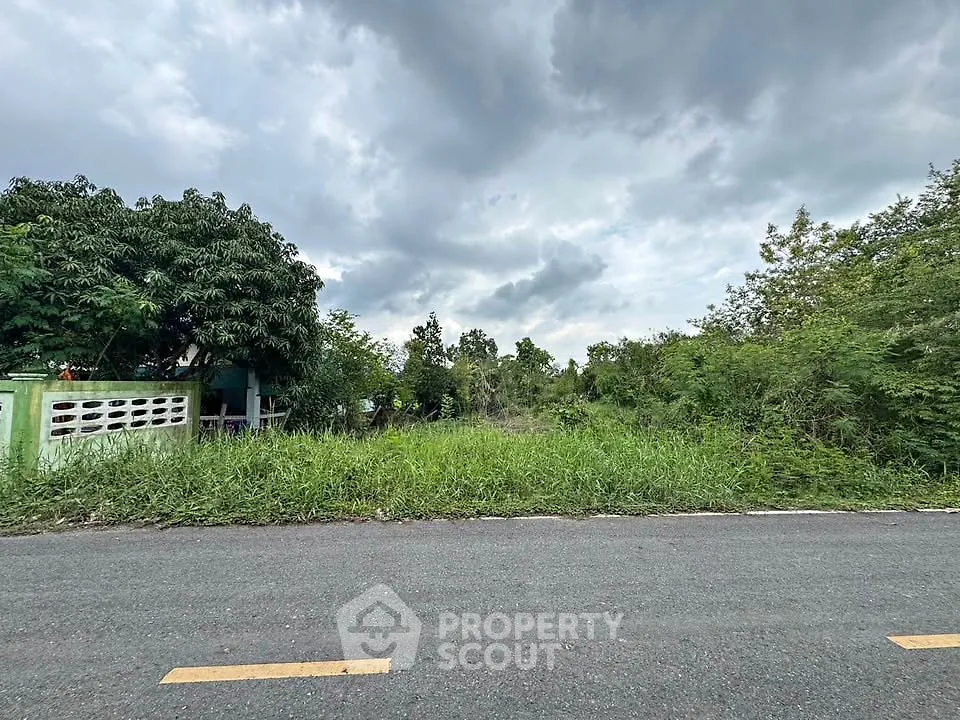 Vacant land plot with lush greenery and road access, ideal for development.