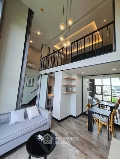 Modern loft apartment with high ceilings and stylish interior design