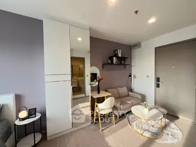 Modern living room with stylish furniture and cozy ambiance