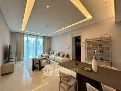 Luxurious modern living room with elegant decor and spacious seating area