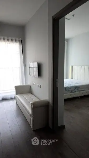 Modern apartment interior with cozy bedroom and stylish hallway