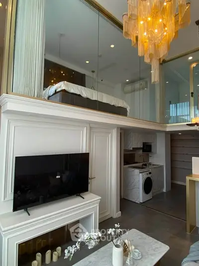 Luxurious loft apartment with modern kitchen and stylish mezzanine bedroom