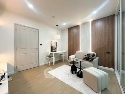 Modern living room with stylish decor and cozy seating area