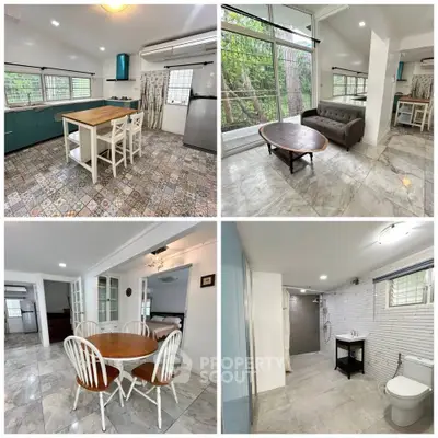Charming home with modern kitchen, cozy living room, elegant dining area, and stylish bathroom.