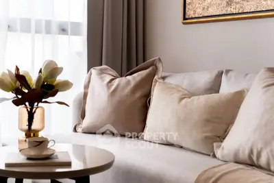 Elegant living room with plush sofa and stylish decor