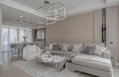 Luxurious modern living room with elegant decor and spacious seating area