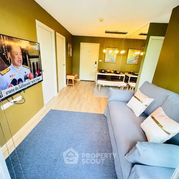 Stylish living room with modern decor and cozy seating area