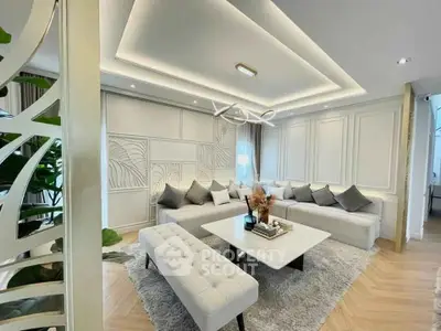Luxurious modern living room with elegant decor and plush seating