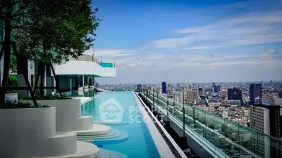 Luxurious rooftop infinity pool with stunning city skyline view