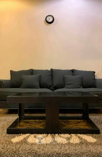 Stylish living room with modern sofa and elegant coffee table