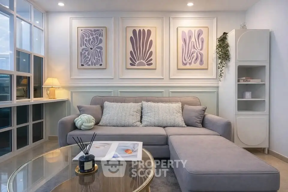 Stylish modern living room with elegant decor and cozy seating area