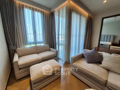 Luxurious living room with elegant sofas and natural light