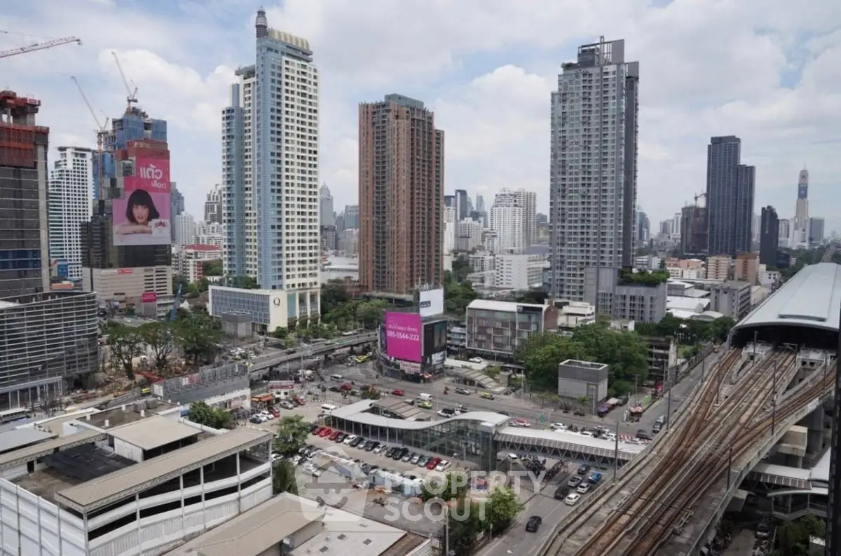 Stunning cityscape view showcasing modern high-rise buildings and urban infrastructure.