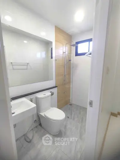 Modern bathroom with sleek fixtures and natural light