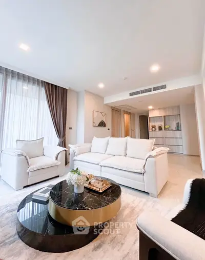 Luxurious modern living room with elegant decor and natural light