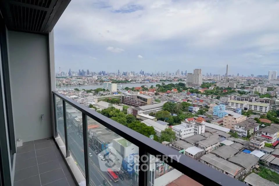 Stunning cityscape view from a high-rise balcony, perfect for urban living enthusiasts.