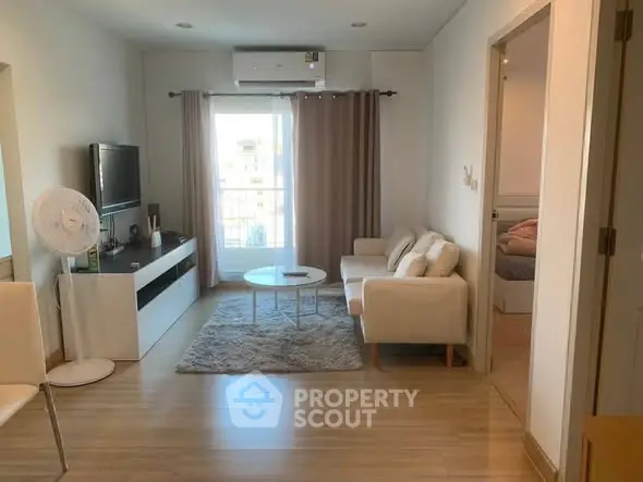 Bright and cozy living room with modern furniture and natural light