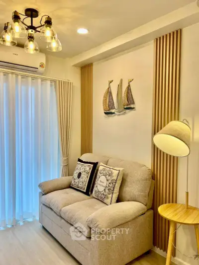 Cozy living room with stylish decor and natural light