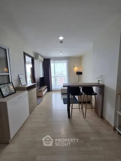 Modern living room with open layout and stylish furniture