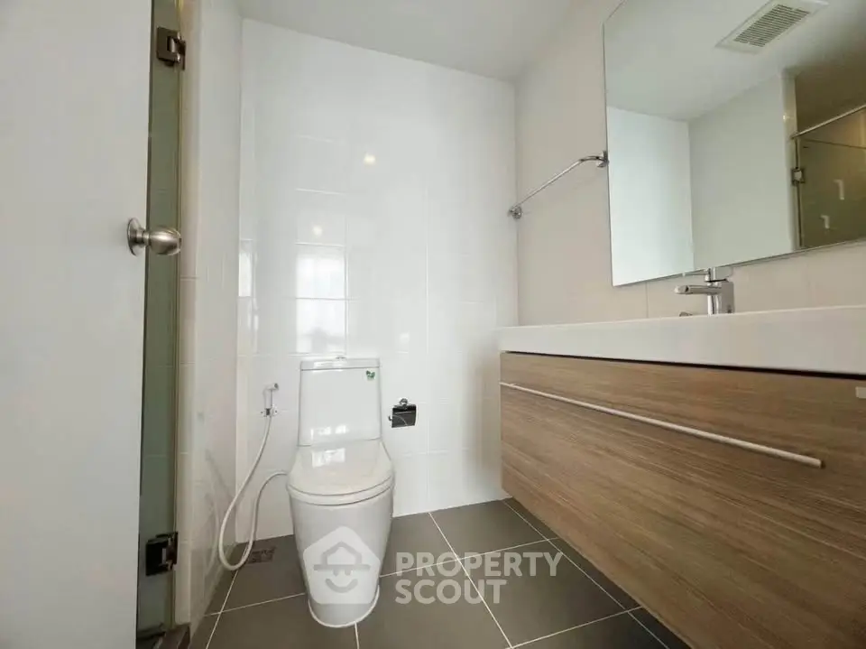 Modern bathroom with sleek fixtures and minimalist design
