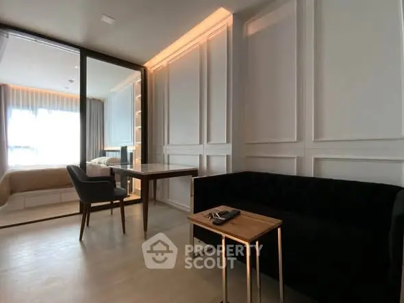 Modern studio apartment with elegant interior design and cozy furnishings