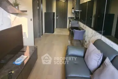 Modern living room with sleek furniture and stylish decor