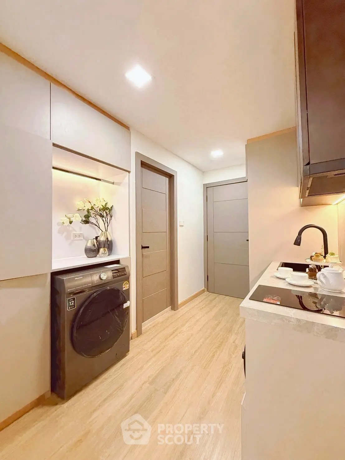 Modern kitchen with sleek appliances and elegant decor