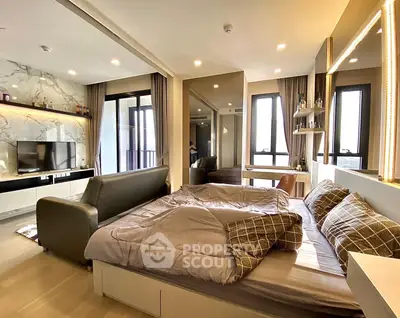 Modern studio apartment with stylish decor and natural light