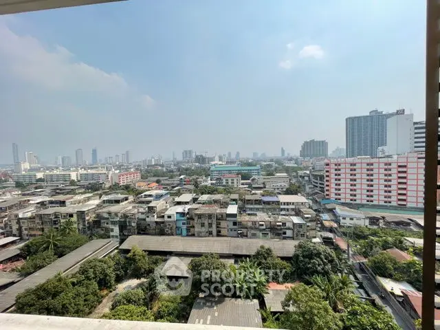 Stunning urban skyline view from high-rise balcony in vibrant cityscape
