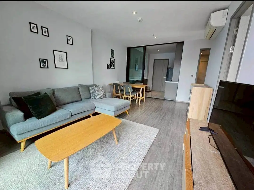 Modern living room with stylish furniture and open layout