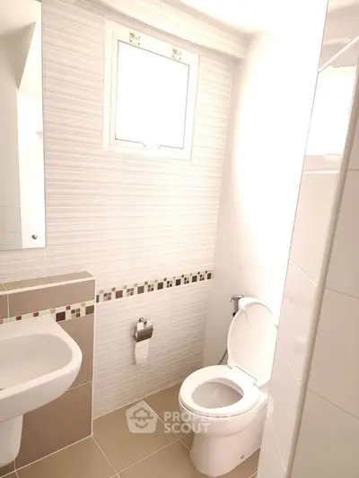 Modern bathroom with sleek fixtures and natural light