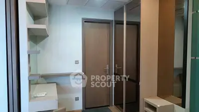 Modern study room with sleek storage and minimalist design