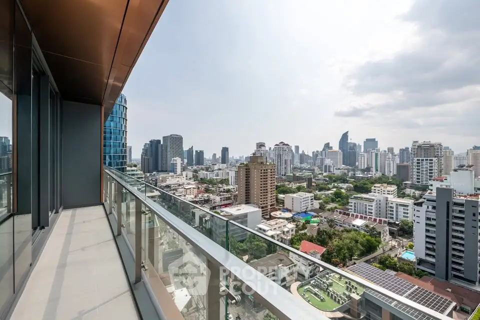 Stunning cityscape view from a modern high-rise balcony, perfect for urban living enthusiasts.